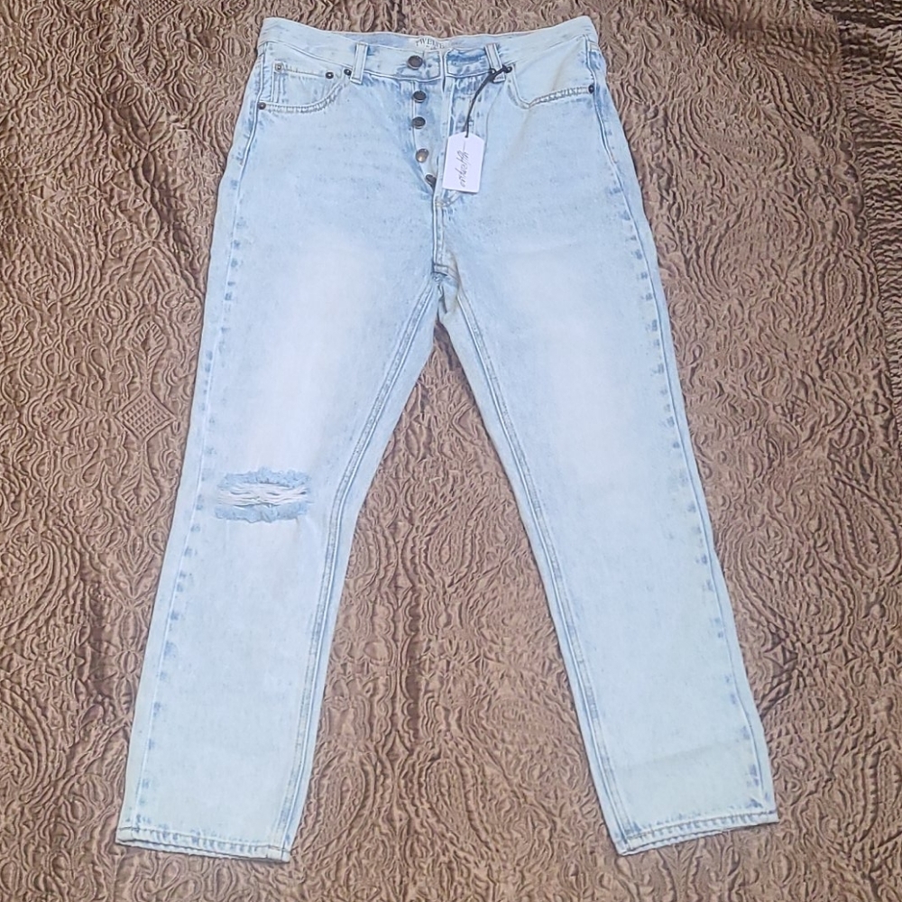 Light Wash Button Fly Jeans